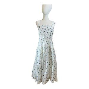 Avec Les Filles Blue Floral Smocked Midi Sundress NWT Size Small Cottagecore